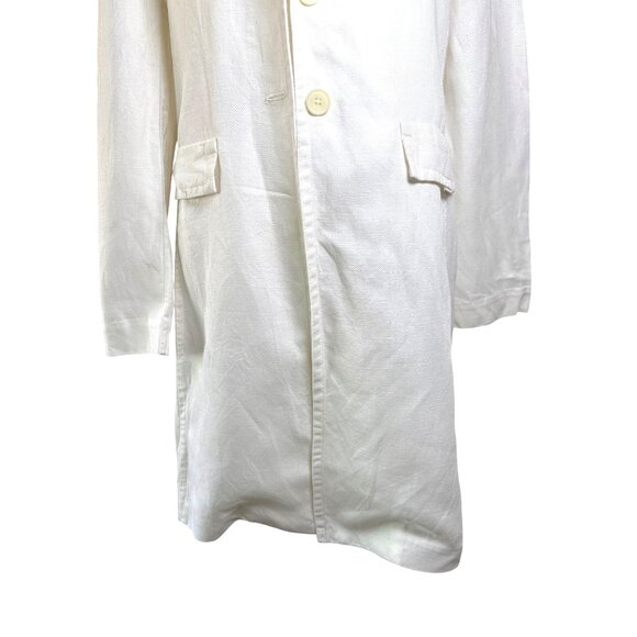 MNG Mango Linen Blend Jacket Long Blazer White Size 10 Trendy‎ Overcoat - Picture 3 of 10